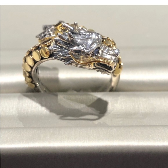 Effy Sterling Silver and 18 kt Gold Dragon Dot Ring Size 7.5 - Picture 3 of 8